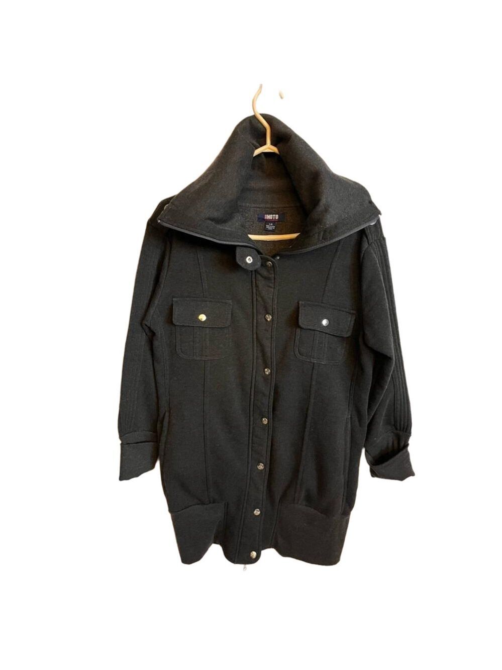 Ladies polyester fleece zippered Moto jacket with British embellishments size lg